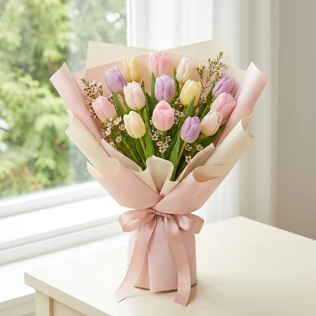 Pastel Tulips: pink, lilac & butter tulips (spring)