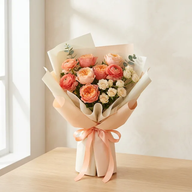 Peach Garden: peach & cream garden roses