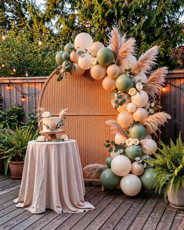 Concept mock-up: Sage, ivory & champagne · backyard celebration