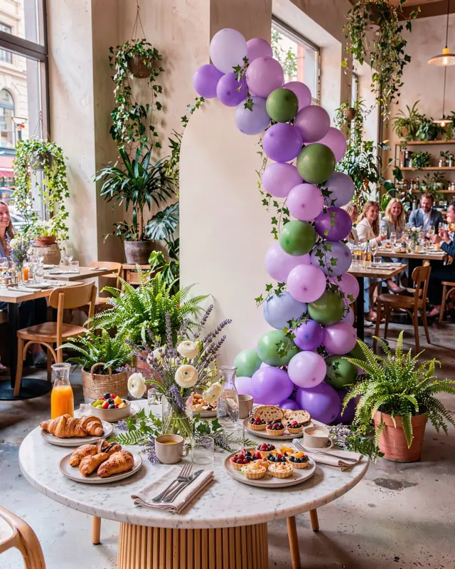 Concept mock-up: Lavender, lilac & moss · garland style