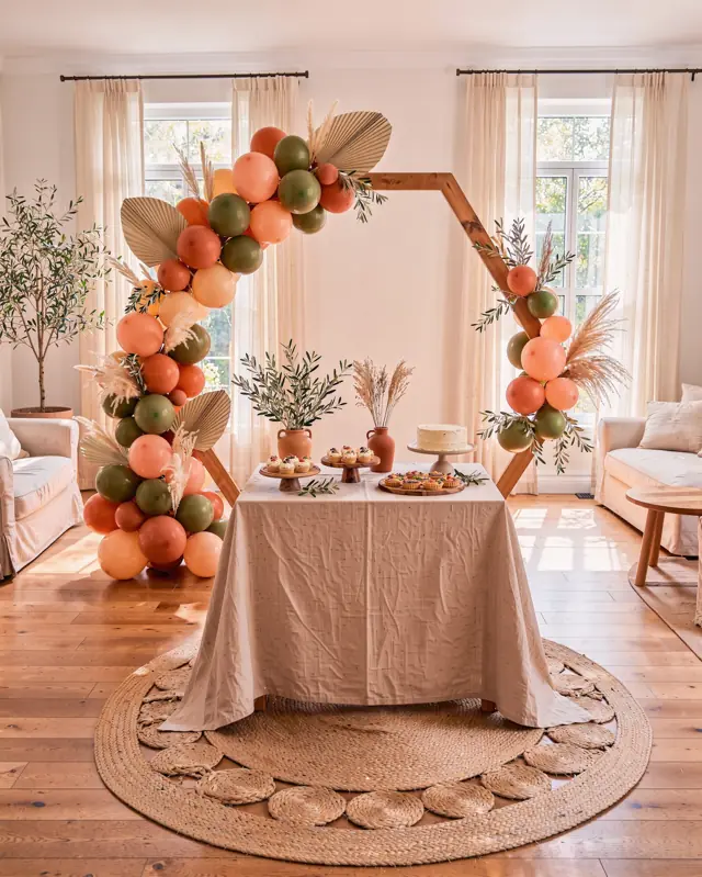 Concept mock-up: Terracotta, peach & olive · sunlit living room