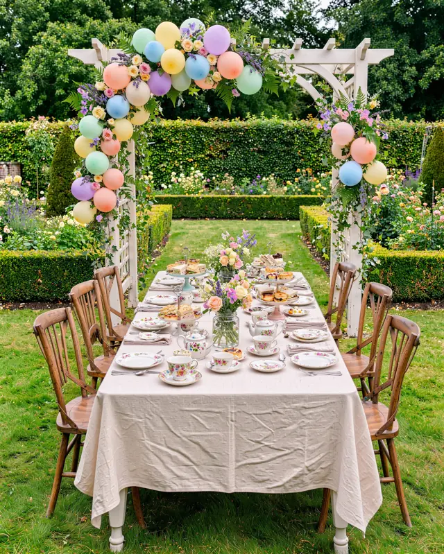 Concept mock-up: Pastel rainbow · garden tea party