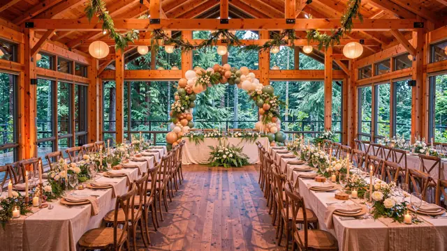 Concept mock-up: Ivory, sand & sage arch · shown at a lodge wedding